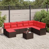 vidaXL Set de canapele pentru grădină cu pernă 9 pcs Maro Rattan poli 3354163