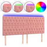 Cumpara ieftin Tablie de pat cu LED, roz, 180x7x118/128 cm, catifea