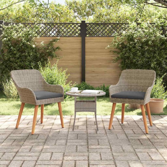 vidaXL Scaun pentru Grădină 2 pcs Negru 55 x 62.5 x 82cm poliratan 42006213