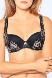 TPH1582-2891 Sutien Triumph model elegant decorat cu insertii din dantela, Cu burete subtire, negru, 70