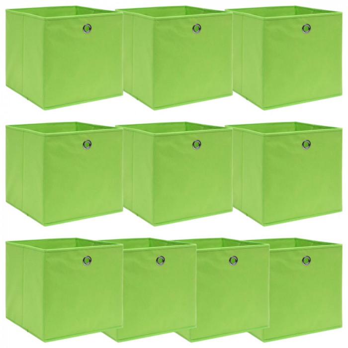 Cutii depozitare, 10 buc., verde, 32x32x32 cm, textil GartenMobel Dekor