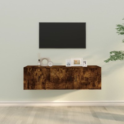 vidaXL Set dulapuri TV, 2 piese, stejar fumuriu, lemn prelucrat 3188427 foto