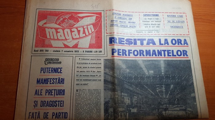 magazin 7 octombrie 1972-art. combinatul de la resita,ilie nastase,ion tiriac