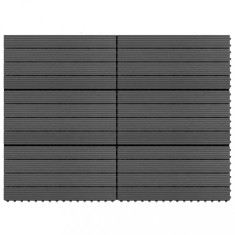 vidaXL Plăci de pardoseală, 6 buc., negru, 60x30 cm, WPC, 1,08 m&sup2;