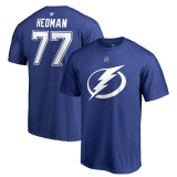 Tampa Bay Lightning tricou de bărbați blue #77 Victor Hedman Stack Logo Name &amp;amp; Number - M, Fanatics Branded