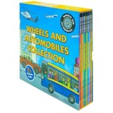 Wheels and Automobiles Collection 12 Amazing Books Set: (Hustling and Bustling Machines, Boats, Buses, Cars, Submarines, Trains, Trucks, Planes, Crane