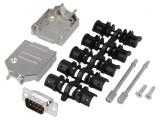 Conector D-Sub 9-Pin Tată pentru Lipire pe Cablu - Negru Set Complet