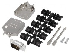 Conector D-Sub 9-Pin Tată pentru Lipire pe Cablu - Negru Set Complet foto