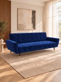 Canapea extensibila Glamour, Catifea Albastru, Rabatabila Click-Clack, Dimensiuni 219x84x81 cm, Stil Modern