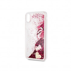 Husa de protectie, Guess Hearts, iPhone XS, Transparent/Rosu foto