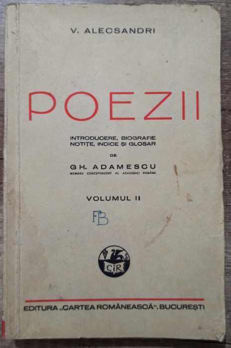 Poezii - V. Alecsandri// vol. 2, 1940