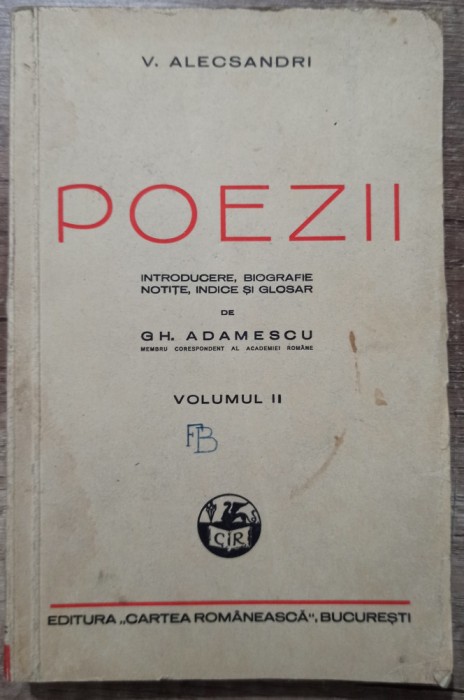 Poezii - V. Alecsandri// vol. 2, 1940