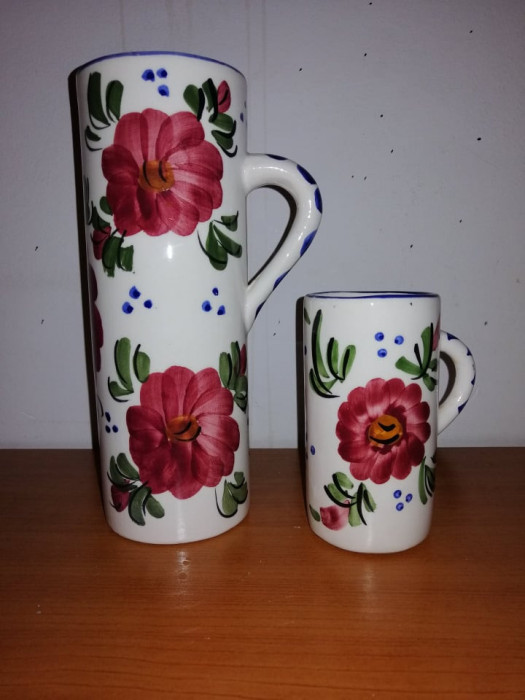 Pereche cana halba ceramica florala Ceramicas Oliver Spania