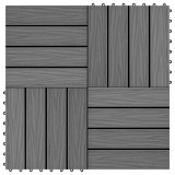 VidaXL Plăci podea &icirc;n relief WPC, 11 buc., 30 x 30 cm, 1 mp, gri