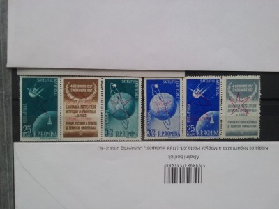 1958-sateliti artificiali-triptic cu vinieta- L.P.459a-complet set-MNH foto