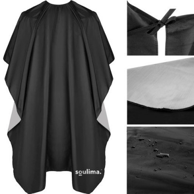 Pelerina pentru frizerie/coafor, snur prindere, poliester, 100x144 cm, negru foto