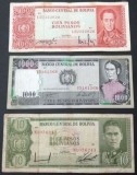 SV * Bolivia LOT 10 - 100 - 1000 PESOS 1962 +/- VF