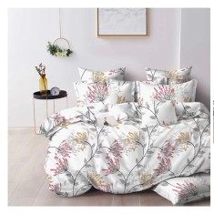Lenjerie pat dublu,bumbac finet,6 piese,cearceaf normal 220x240cm, cearceaf pilota 200x220cm, 2 fete de perna 50x70, 2 fete de perna 70x70-A1071