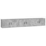 Cumpara ieftin Dulapuri TV montate pe perete, 3 buc., gri beton, 80x34,5x40 cm