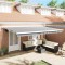 Copertină retractabilă antracit/alb, 5x3 m, textil/aluminiu