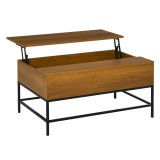 HOMCOM Masă de Cafea Reglabilă Masă de Cafea cu Spațiu de Depozitare Ascuns Masă Reglabilă pentru Salon Sufragerie 90x60,5x45,5 cm Tecă | Aosom Romani