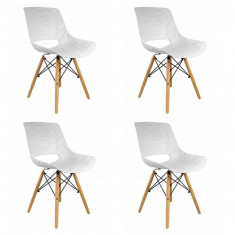 Set 4 scaune stil scandinav, PP, lemn, max 100 kg, alb, 45x55x78 cm, Lars foto