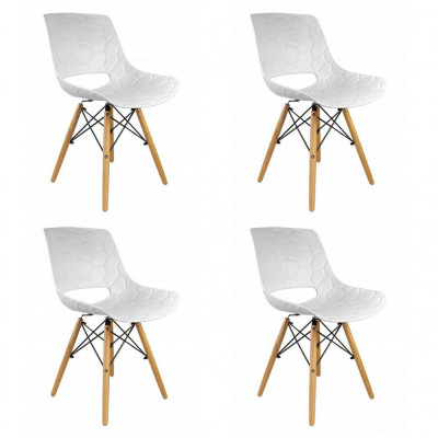 Scaune stil scandinav, PP, lemn, max 100 kg, alb, set 4 buc, 45x55x78 cm, Lars foto