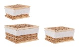 Cumpara ieftin Set 3 cosuri depozitare ratan bambus maro alb Homely 17x17x8h; 20x20x10.5; 23x23x13h