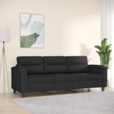 Canapea cu 3 locuri, negru, 180 cm, tesatura microfibra GartenMobel Dekor, vidaXL