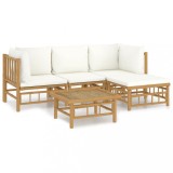 Cumpara ieftin Set mobilier de gradina cu perne alb crem, 2 piese, bambus