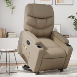 vidaXL Fotoliu de masaj rabatabil vertical cappuccino piele ecologică