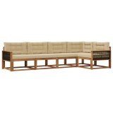 vidaXL Set de canapele de exterior cu pernă 5 pcs Natural și Bej 3382566