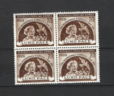 ROMANIA 1954 - ZIUA INTERNATIONALA A COPILULUI, BLOC, MNH - LP 369 foto