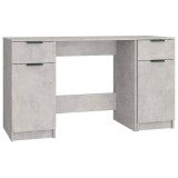 Cumpara ieftin Birou cu dulap lateral, gri beton, lemn prelucrat