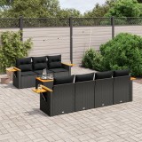 Cumpara ieftin Gossi set mobilier de gradina cu perne, 8 piese, negru, poliratan