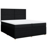 Cumpara ieftin Pat box spring cu saltea, negru, 200x200 cm, textil
