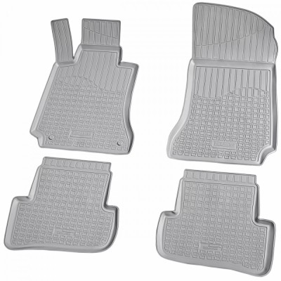 Set de 4 covorase gri cauciuc 3D stil tavita premium pentru Mercedes C-Class W204, S204 2007-2014 foto