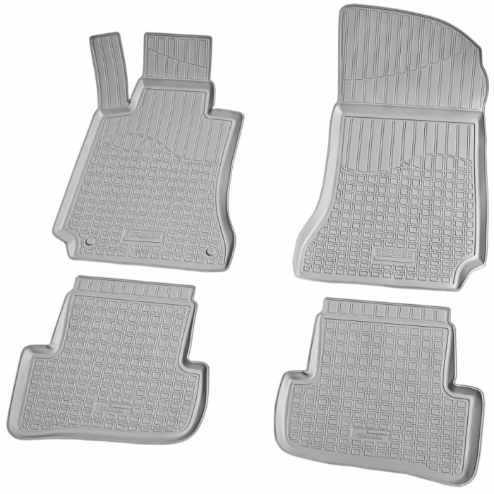 Set de 4 covorase gri cauciuc 3D stil tavita premium pentru Mercedes C-Class W204, S204 2007-2014