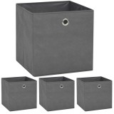 Cutii de depozitare, 4 buc, material netesut, 32x32x32 cm, Gri