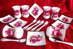 SET SERVICIU PORTELAN NAUMANN GERMANIA SET PAHARE CEAI / CAFEA CU FARFURII SI LINGURITE PORTELAN