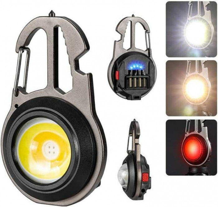 Lanterna Led Reincarcabila Tip Breloc 1000 de Lumeni Cu 7 Moduri De Lumina Surubelnita Deschizator De Sticle Cheie