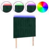 Cumpara ieftin Tablie de pat cu LED, verde inchis, 90x5x118/128 cm, catifea