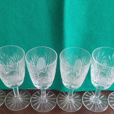 SERVICIU, SET 6 PAHARE ALBE CRISTAL BOHEMIA, FOARTE VECHI, COLECTIE,FOARTE FINE