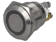 Comutator anti-vandalism SPST-NO 2A/36VDC IP65 &Oslash;19mm