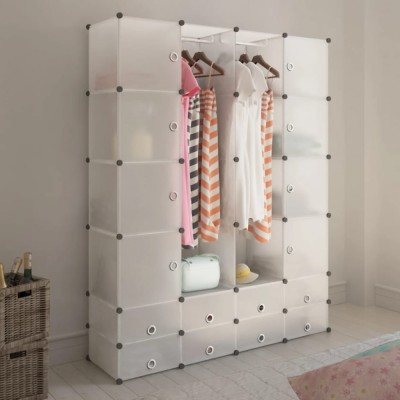 vidaXL Dulap modular cu 18 compartimente alb 37 x 146 x 180,5 cm foto