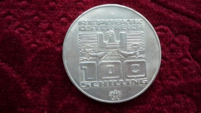 100 SCHILLING 1976 ARGINT ***** foto