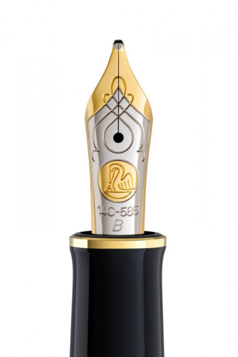 Penita b din aur de 14k/585 ornament din rodiu pentru stilou m600 bicolora