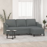 VidaXL Canapea cu 3 locuri și taburet, gri &icirc;nchis, 180 cm, textil