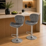 Set 2 scaune de bucatarie/bar, Artool, West, rotativ, catifea gri, picior metal argintiu, 46x48.5x90-111 cm GartenVIP DiyLine