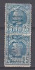 ROMANIA 1885/1887 LP 42 e REGELE CAROL I VULTURI HARTIE ALBA VALOAREA 25 BANI ALBASTRU PERECHE STAMPILAT RIURENI